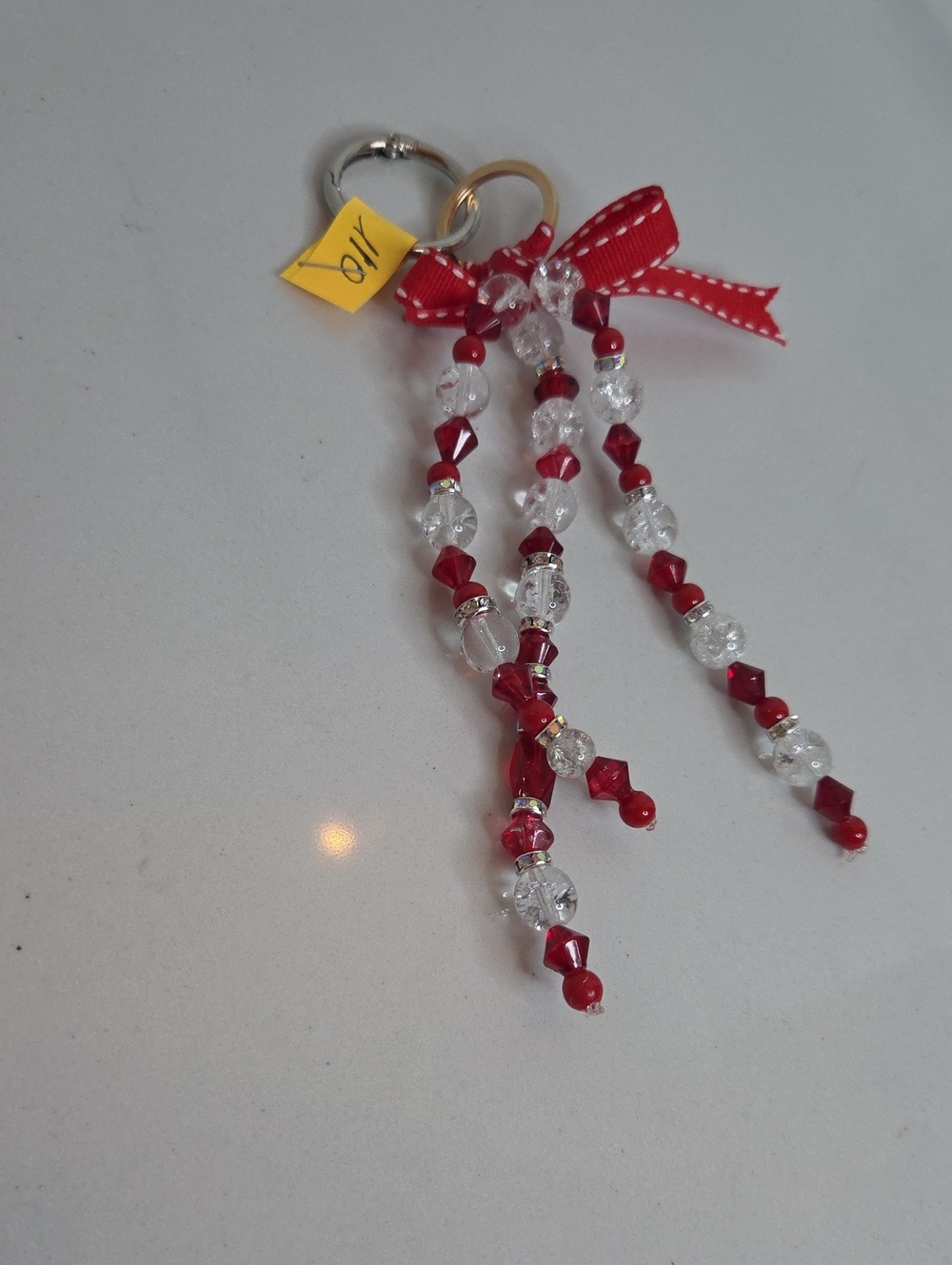 110 - Beaded Red & Clear Bag Charm
